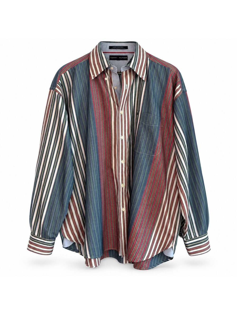 Vintage 90s Tommy Hilfiger XXL Multicolor Stripe Oversized Button Down Shirt